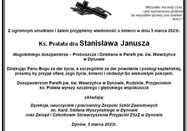 Św.p Ks. Prałat dr Stanisław Janusz od 11 sierpnia 1995r. do sierpnia 2021r.pełnił posługę proboszcza Parafii Rzymskokatolickiej pod wezwaniem św. Wawrzyńca w Dynowie i Dziekana Dekanatu Dynowskiego.