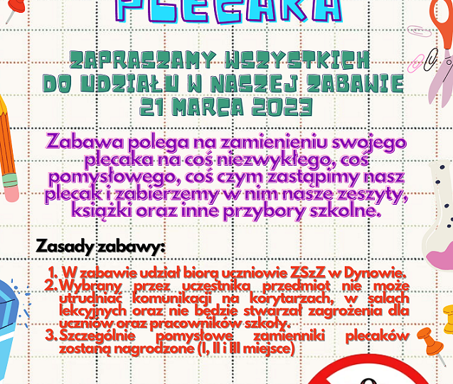 „Dzień bez plecaka w ZSzZ w Dynowie”