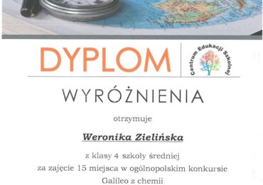 Ogólnopolski Konkurs Galileo z Biologii i Chemii.