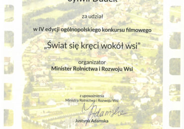 "Świat się kręci wokół wsi”- rozstrzygnięcie IV edycji Ogólnopolskiego Konkursu Filmowego  zorganizowanego przez Ministra Rolnictwa i Rozwoju Wsi