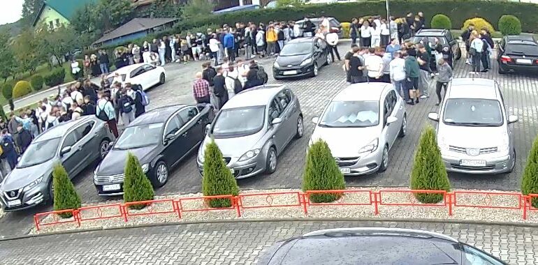 Próbna ewakuacja w Zespole Szkół Zawodowych im. Kardynała Stefana Wyszyńskiego w Dynowie.