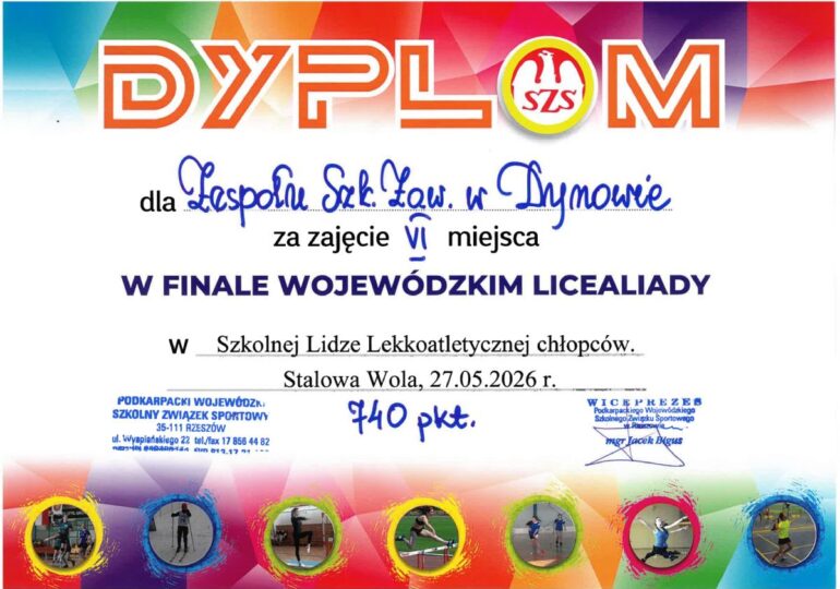 VI miejsce w Finale Wojewódzkim Szkolnej Ligi Lekkoatletycznej Chłopców w Stalowej Woli.