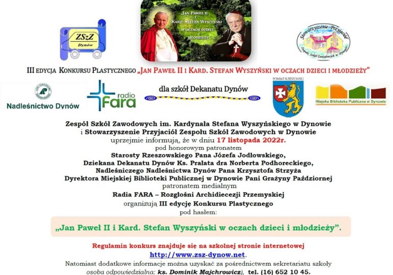 Konkurs plastyczny  „Jan Paweł II i Kard. Stefan Wyszyński w oczach dzieci i młodzieży”