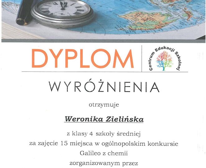 Ogólnopolski Konkurs Galileo z Biologii i Chemii.