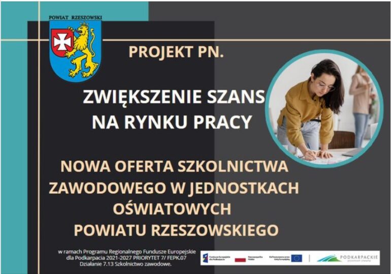 Zespół Szkół Zawodowych w Dynowie  będzie realizował, w ramach przyznanego budżetu na projekt pt "Zwiększenie szans na rynku pracy. Nowa oferta szkolnictwa zawodowego w jednostkach oświatowych powiatu rzeszowskiego".